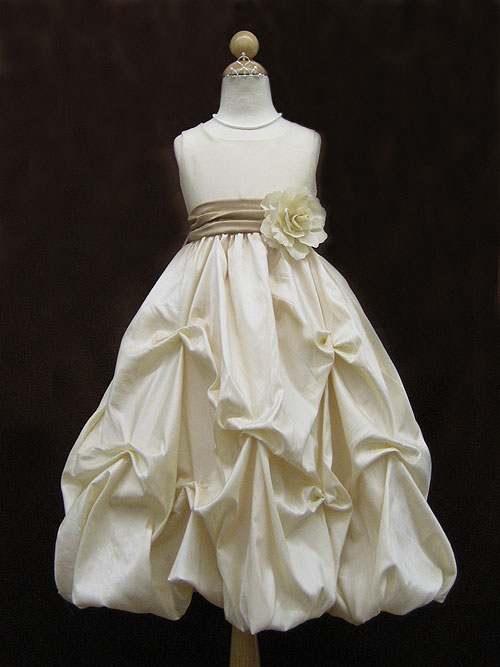 Bateau Zipper Ankle Length Ivory A Line Flower Girl Dresses With Flower Belt And Twist Drapes