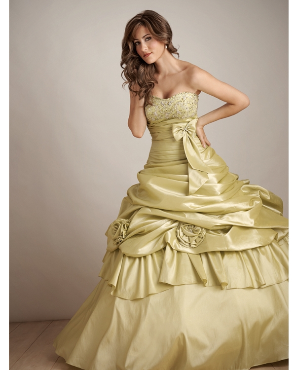 Lime Ball Gown Strapless Floor Length Quinceanera Dresses With Drapes And Flowers And Bowknot