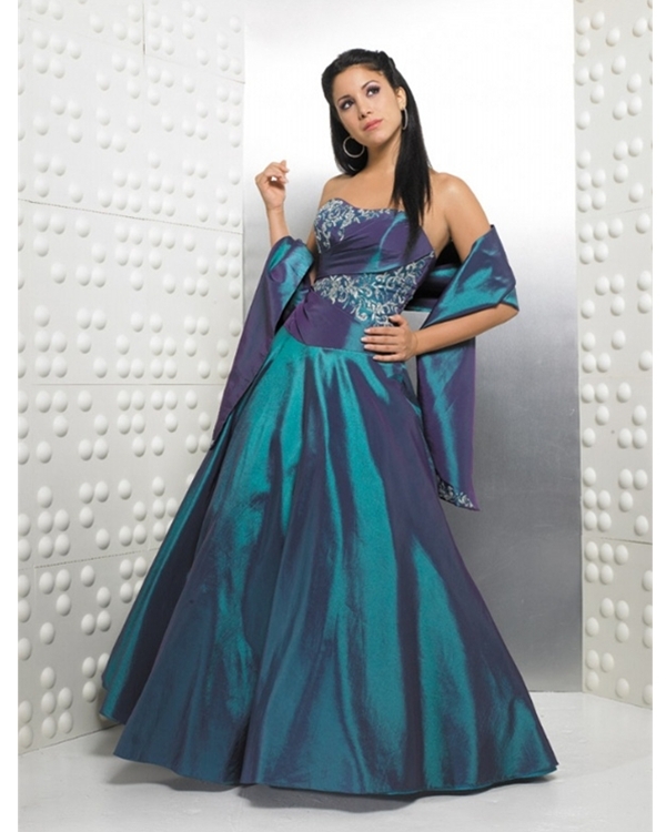 Graceful Blue Ball Gown Strapless Embroidered Full Length Quinceanera Dresses