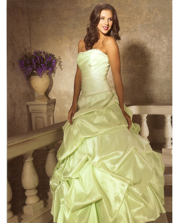 Graceful Full Length Ball Gown Strapless Sage Taffeta Quinceanera Dresses