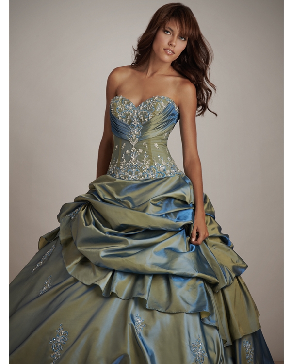 Brown Green Strapless And Sweetheart Ball Gown Full Length Quinceanera Dresses With Embroidery