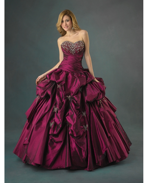 Mulberry Strapless And Sweetheart Ball Gown Full Length Quinceanera Dresses With Sequins