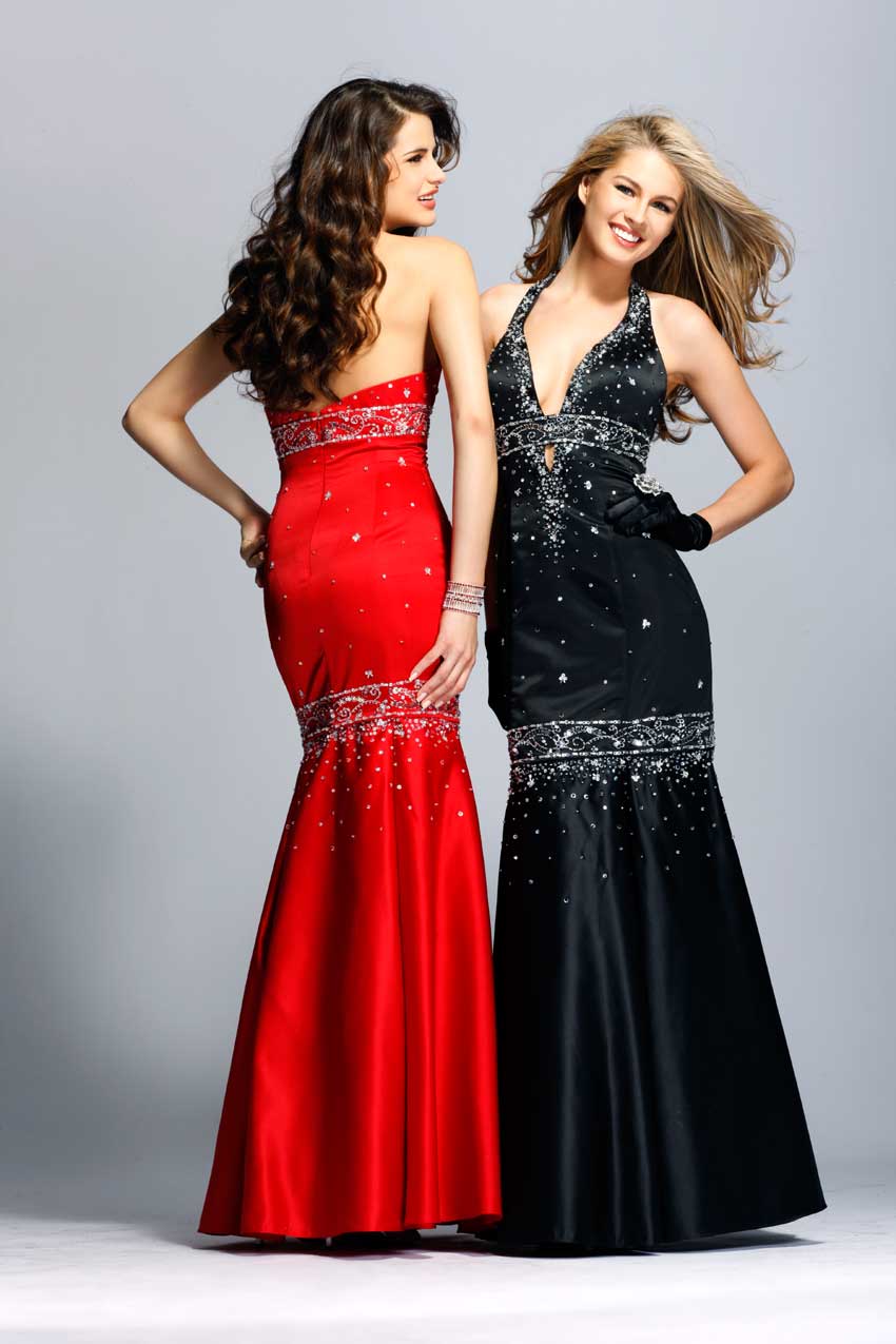 Concise Red Halter Low Back Floor Length Mermaid Prom Dress With Beading