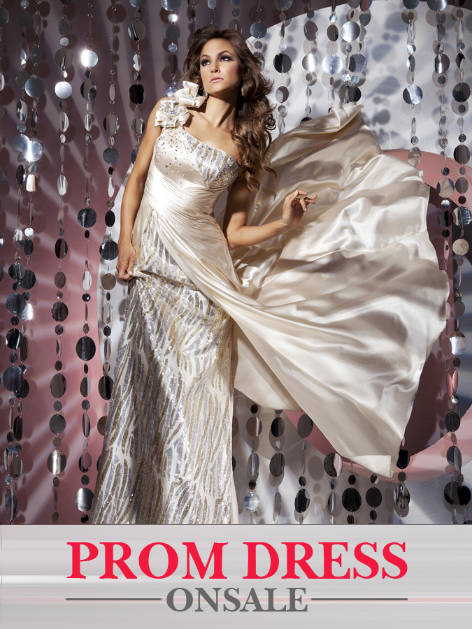Champagne One Shoulder Sheath Floor Length A Line Prom Dresses With Sequins And Flowers