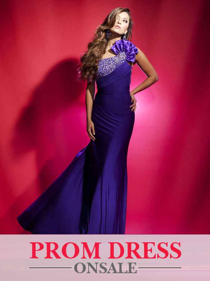 Graceful Purple One Shoulder Floor Length Sheath Prom Dresses With Stones 