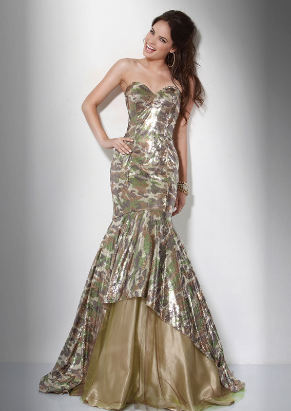Hot Sale Camouflage Strapless Sweetheart Floor Length Mermaid Prom Dresses