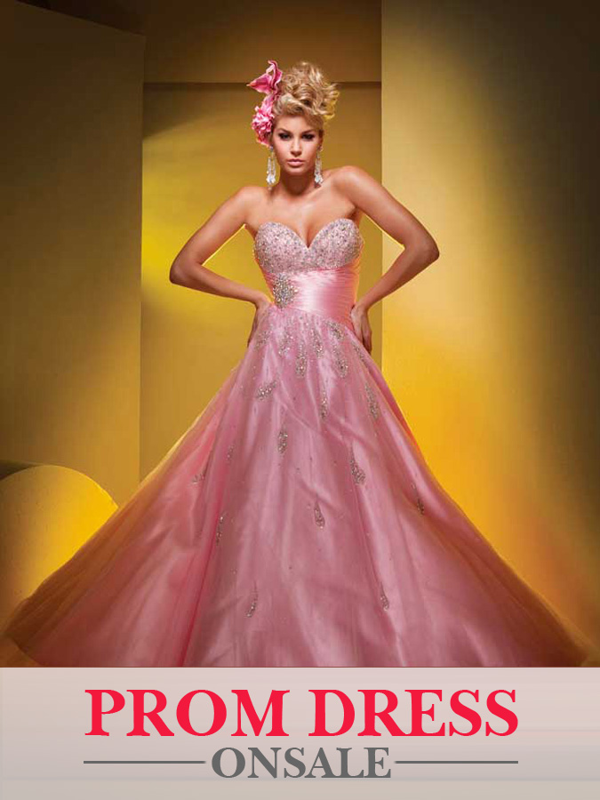 Pink Sweetheart Strapless Empire Floor Length A Line Prom Dresses With Beads 