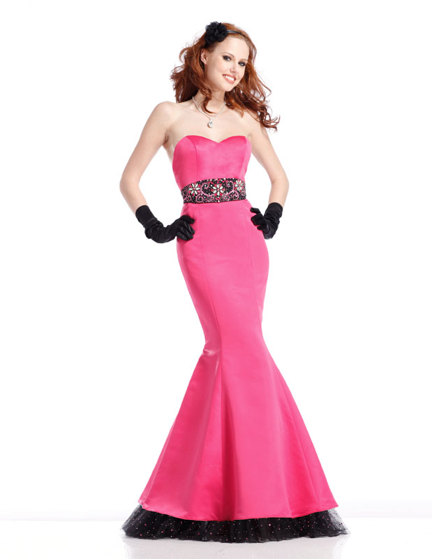 Strapless Sweetheart Floor Length Fuchsia Mermaid Prom Dresses With Back Beading