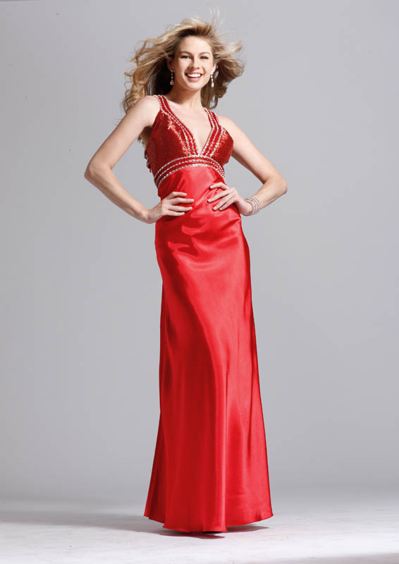 Luxurious V Neck Cross Back Floor Length Sheath Charmeuse Prom Dresses With Sequins