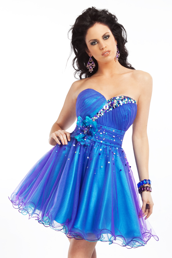 Violet Sweetheart Strapless Short Mini Length Empire Sexy Dresses With Sequins And Flowers