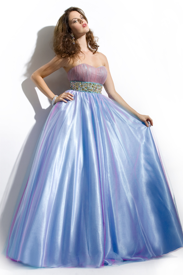 Fuchsia And Blue Strapless Empire Floor Length Sexy Dresses With Multi Colored Beaded Waist
