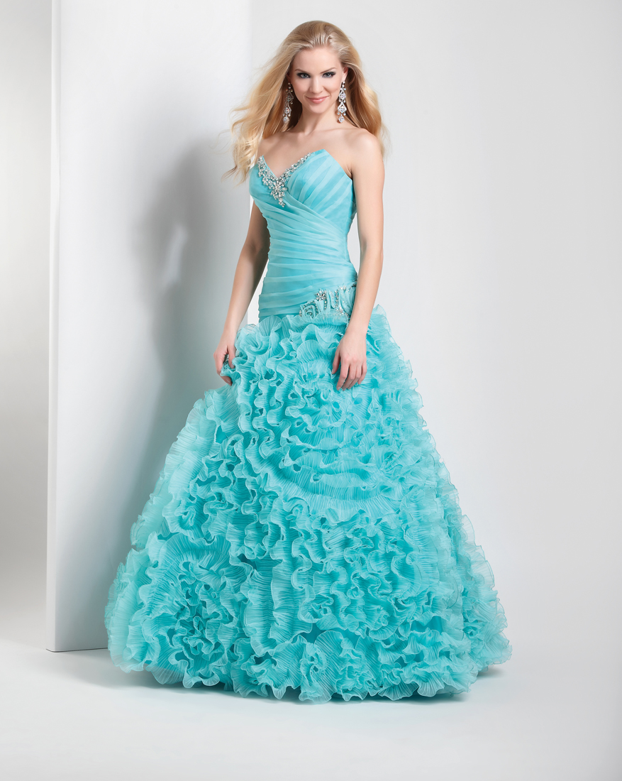 Aqua A Line Strapless Sweetheart Lace Up Floor Length Pleated Prom Dresses 