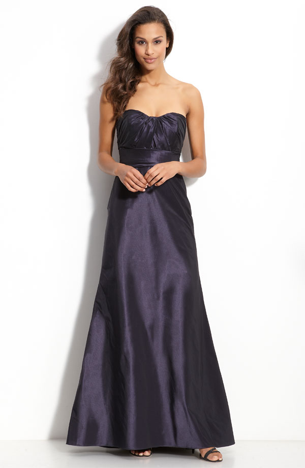 Black A Line Strapless Sweetheart Zipper Ankle Length Ruffled Satin Prom Dresses