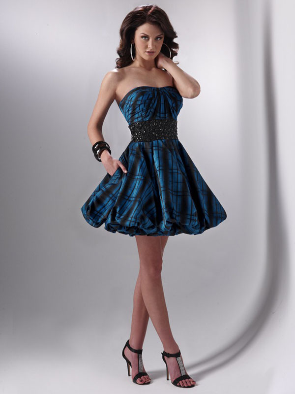 Blue And Black A Line Strapless Sweetheart Lace Up Short Mini Cocktail Dresses With Beading Waist