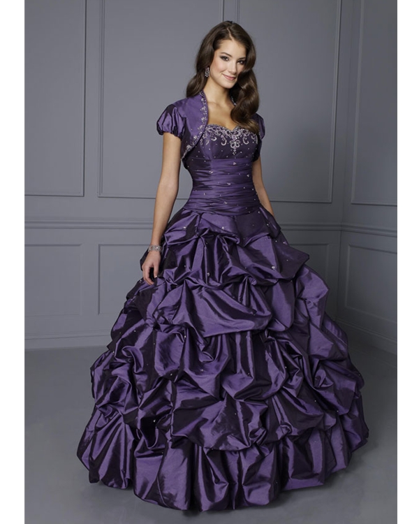 Grape Ball Gown Sweetheart And Strapless Lace Up Floor Length Ruffled Quinceanera Dresses