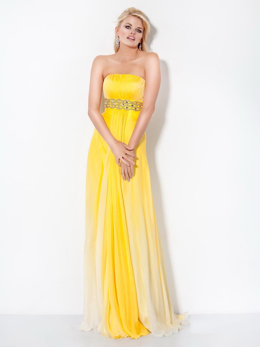 Daffodil Empire Strapless Zipper Pleated Floor Length Evening Dresses With Beading Blet