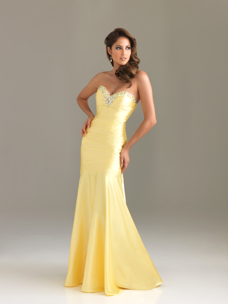 Daffodil Mermaid Strapless Sweetheart Beading Full Length Evening Dresses