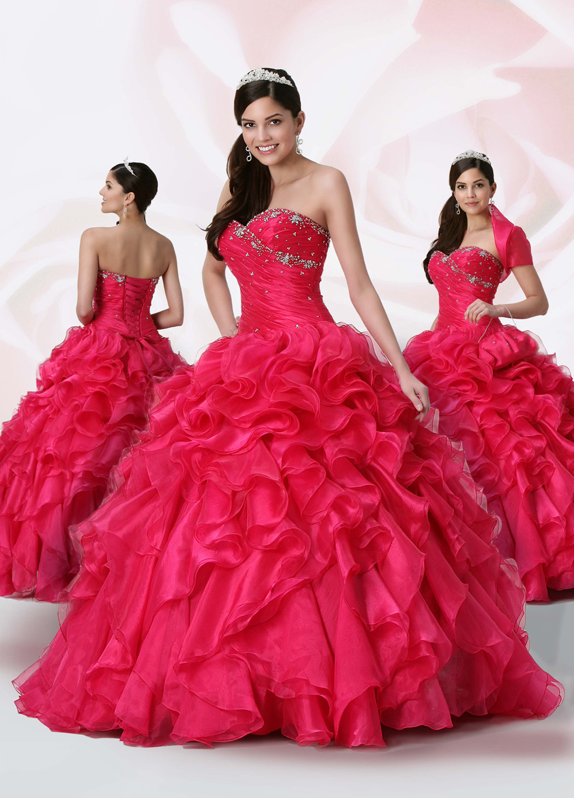 Red Ball Gown Strapless Sweetheart Lace Up Floor Length Quinceanera Dresses With Beading And Ruffles 