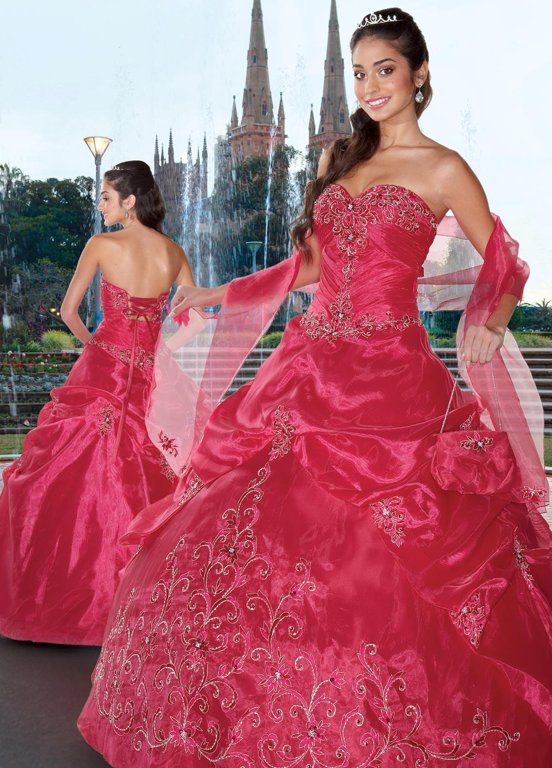 Elite Watermelon Ball Gown Strapless Sweetheart Lace Up Floor Length Beading Embroidered Quinceanera Dresses