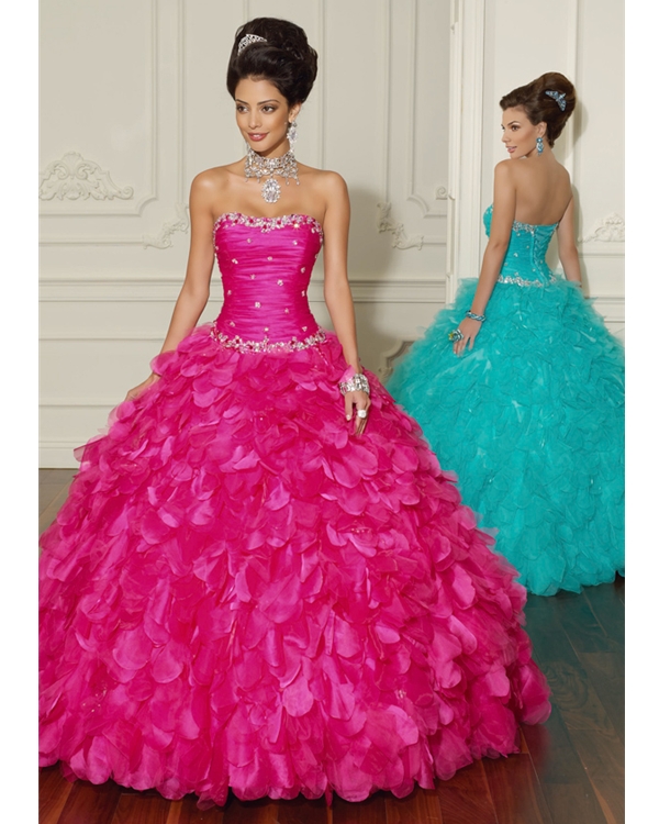 Fuchsia Ball Gown Strapless Lace Up Floor Length Pleated Quinceanera Dresses With Jewel