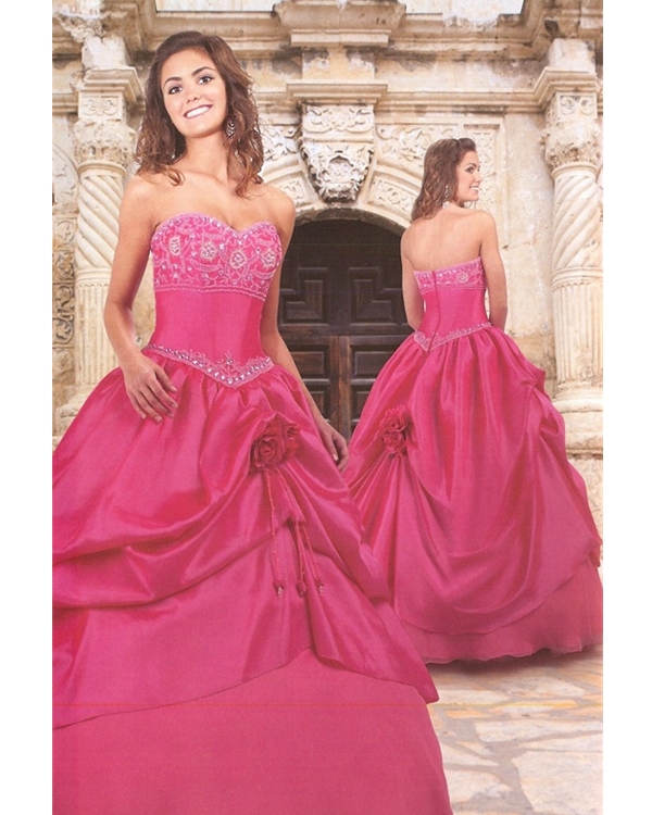 Fuchsia Ball Gown Strapless Sweetheart Zipper Full Length Quinceanera Dresses With Beading Embroidery And Ruffles 