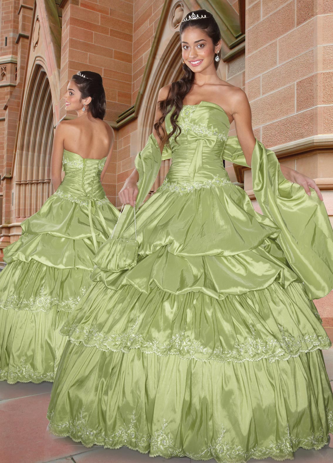 Sage Ball Gown Strapless Lace Up Full Length Quinceanera Dresses With Beading Embroidery And Ruffles