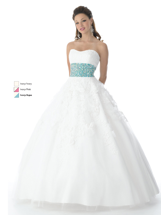 White Ball Gown Strapless Sweetheart Bowknot Floor Length Prom Dresses With Beading And Lace 