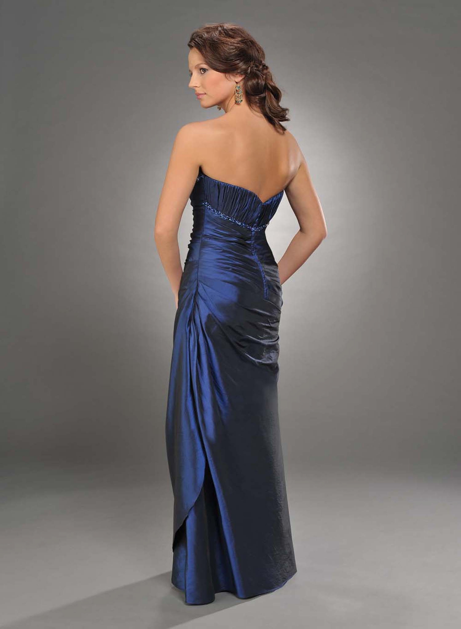 Navy Blue Strapless Zipper Floor Length Trumpet Mother of Bride Dresses ...