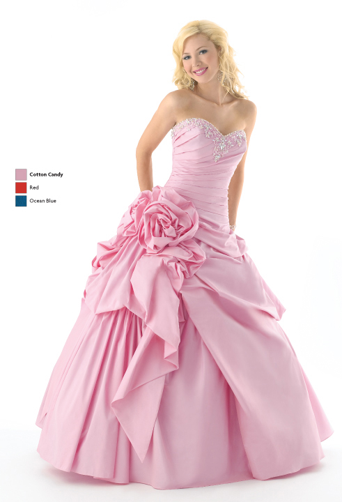 Gorgeous Pink A Line Strapless Sweetheart Lace Up Full Length Prom Dresses With Ruches Rosette