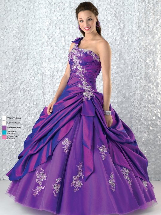 Purple Ball Gown One Shoulder Zipper Full Length Quinceanera Dresses With Beading Appliques And Twist Drapes