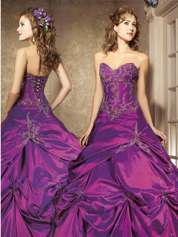 Purple Ball Gown Strapless Sweetheart Lace Up Floor Length Embroidered Quinceanera Dresses With Twist Drapes