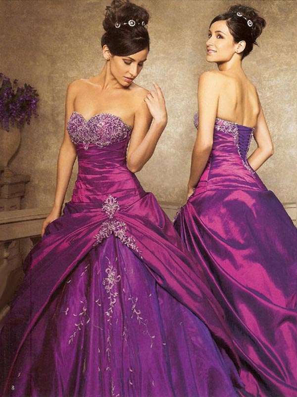 Purple Ball Gown Strapless Lace Up Floor Length Taffeta Quinceanera Dresses With Beading Embroidery