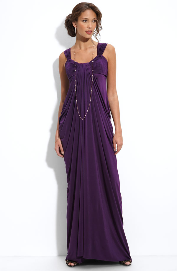 Purple Column Square Zipper Floor Length Bridesmaid Dresses With Ruffles 