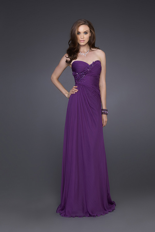 Purple Column Strapless Sweetheart Zipper Full Length Celebrity Dresses With Sequins And Rosette 