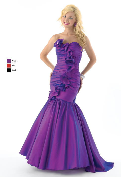 Purple Mermaid Strapless Sweetheart Lace Up Sweep Train Floor Length Prom Dresses