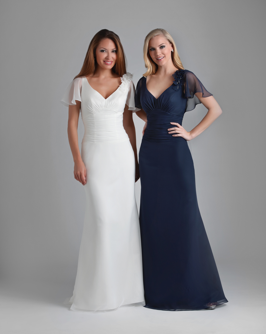 Dark Navy Column V Neck And Short Sleeves Floor Length Chiffon Prom Dresses With Flowers And Drapes
