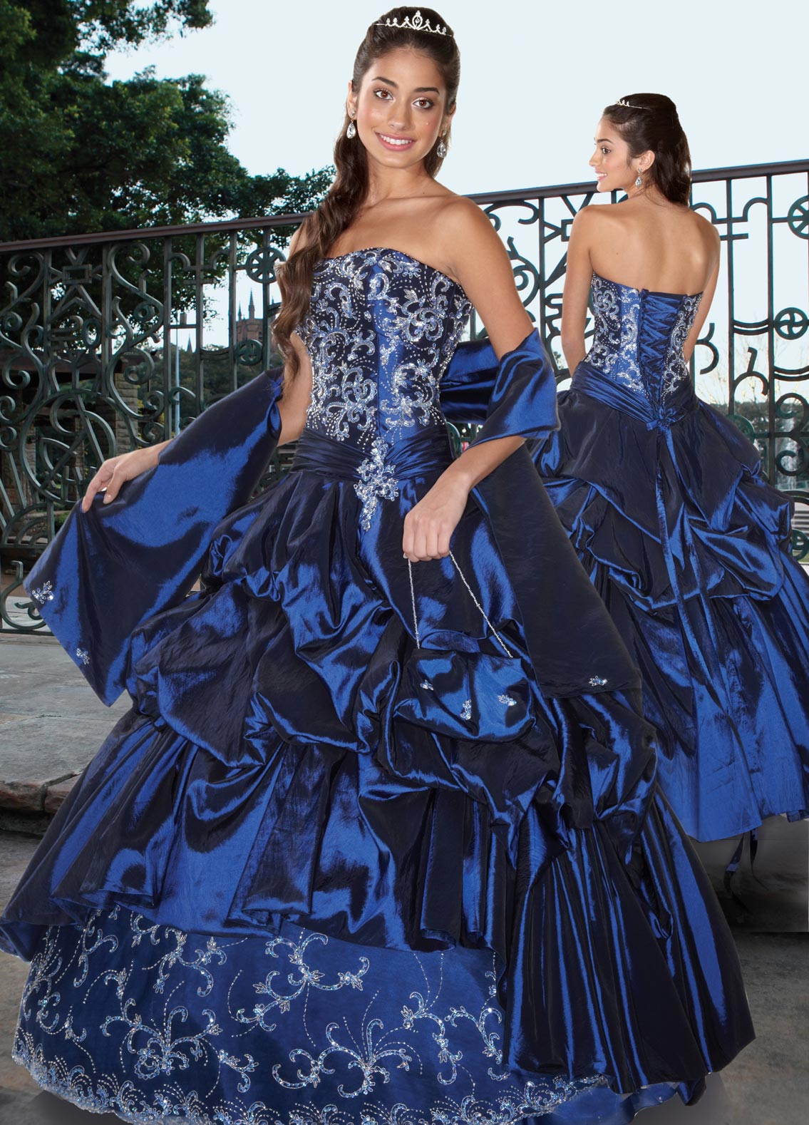 Royal Blue Strapless Lace Up Floor Length Ball Gown Quinceanera Dresses With Beading Embroidery And Ruffles 