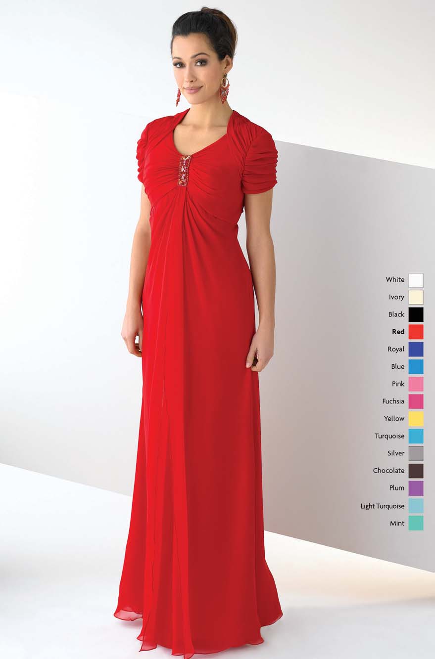 Scarlet V Neck Short Sleeve Zipper Floor Length Column Mother Of Bride Dresses With Beading And Ruffles 