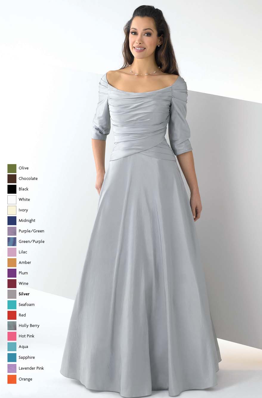 Silver Off The Shoulder And Half Sleeve Floor Length A Line Mother Of Bride Dresses With Drapes
