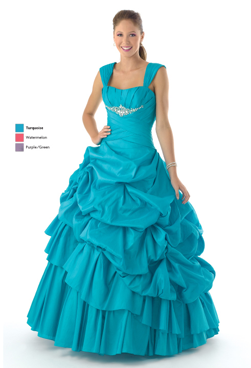 Turquoise A Line Cap Sleeves Lace Up Twist Draped Floor Length Prom Dresses