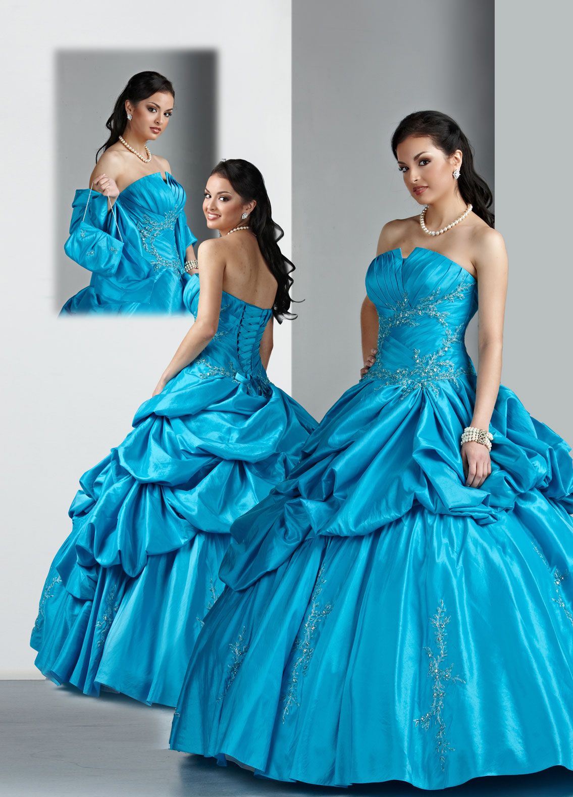 Turquoise Ball Gown Strapless Lace Up Floor Length Quinceanera Dresses With Beading Embroidery And Ruffles 