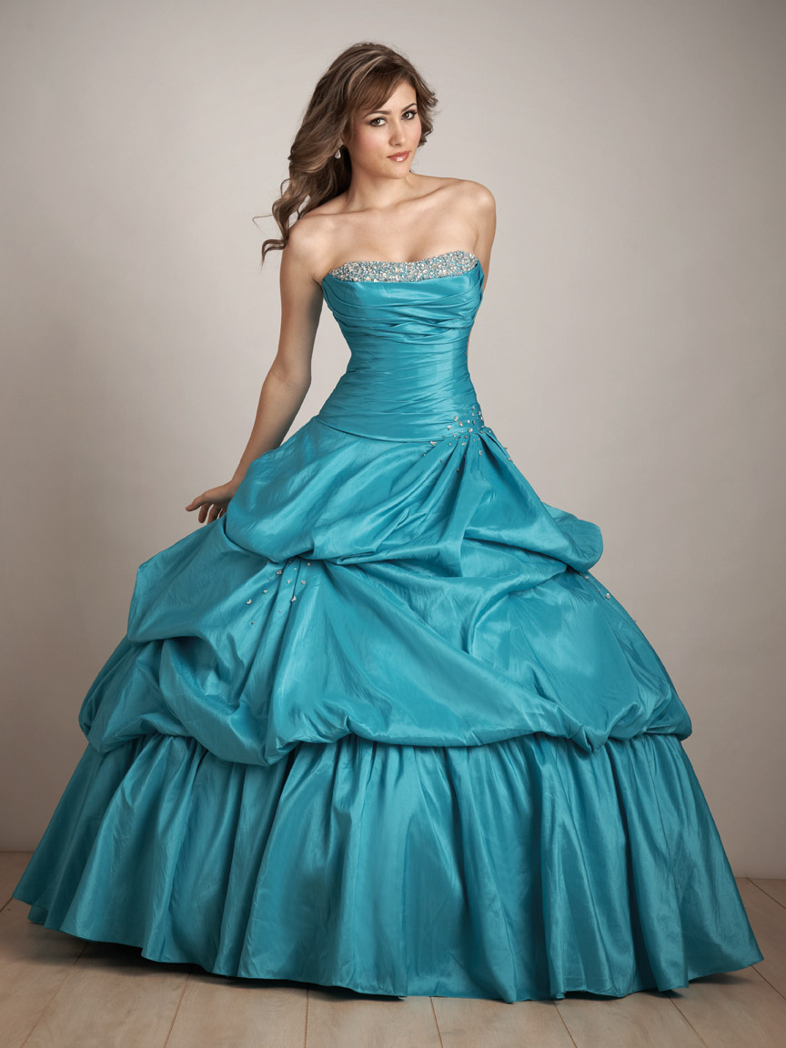 Turquoise Ball Gown Strapless Lace up Fullr Length ...