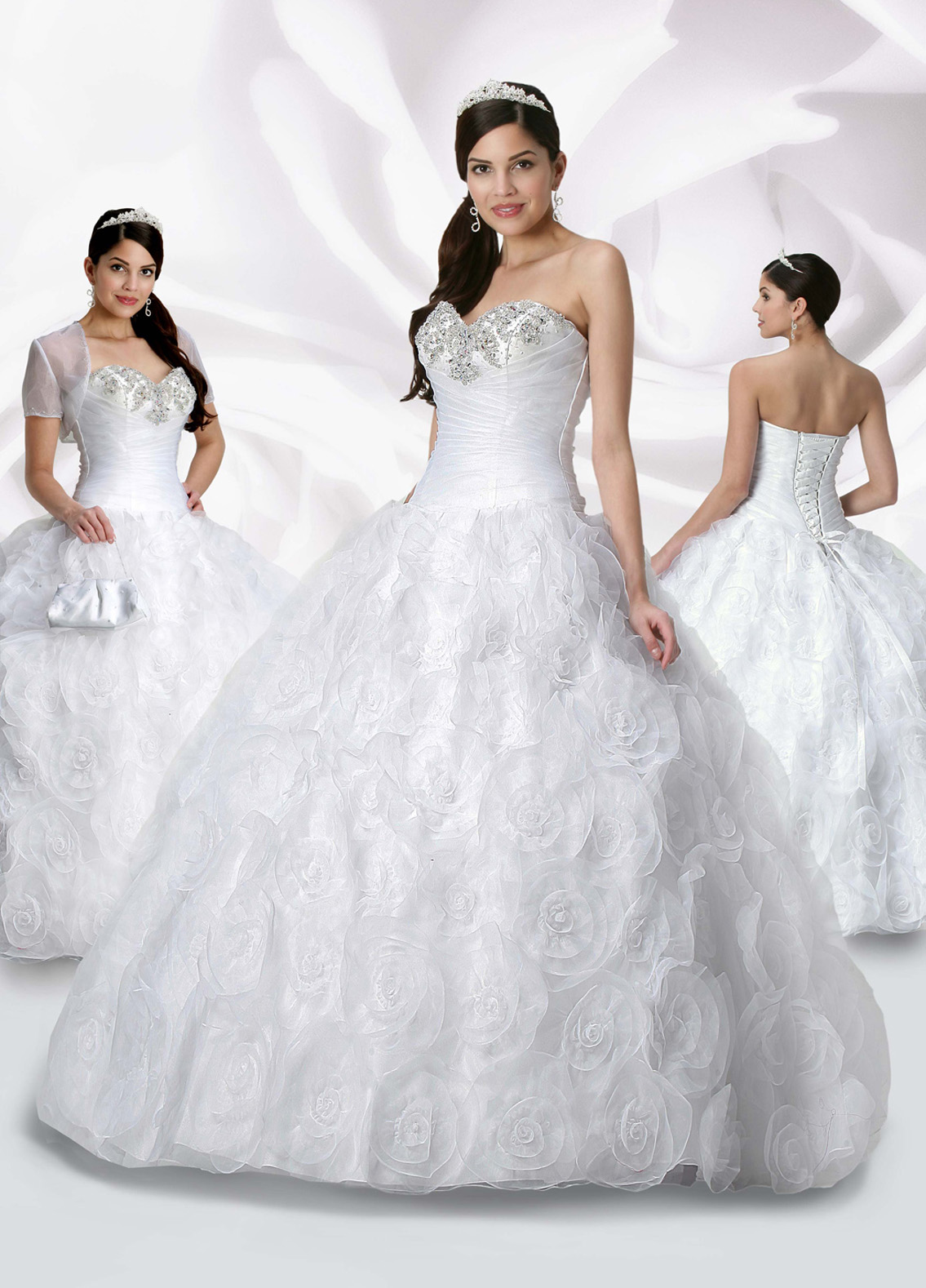 Pure White Ball Gown Strapless Sweetheart Lace Up Floor Length Quinceanera Dresses With Beading And Rosette 