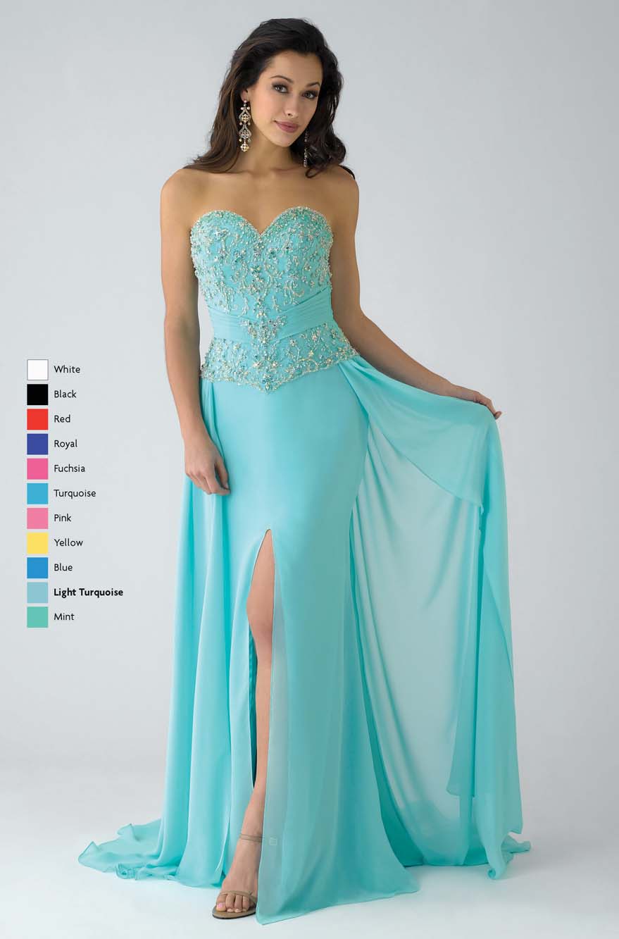 mint sheath column sweetheart chiffon prom dress