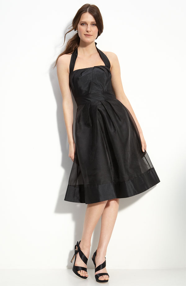 halter tea length dress