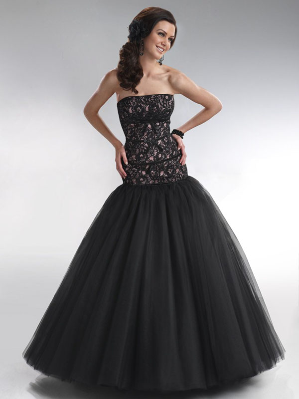 black lace strapless