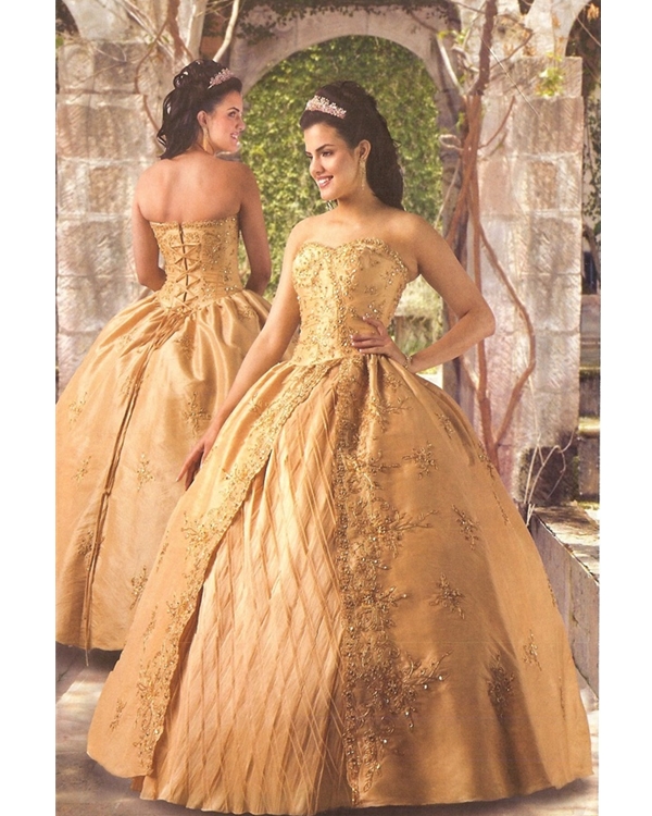 gold lace ball gown