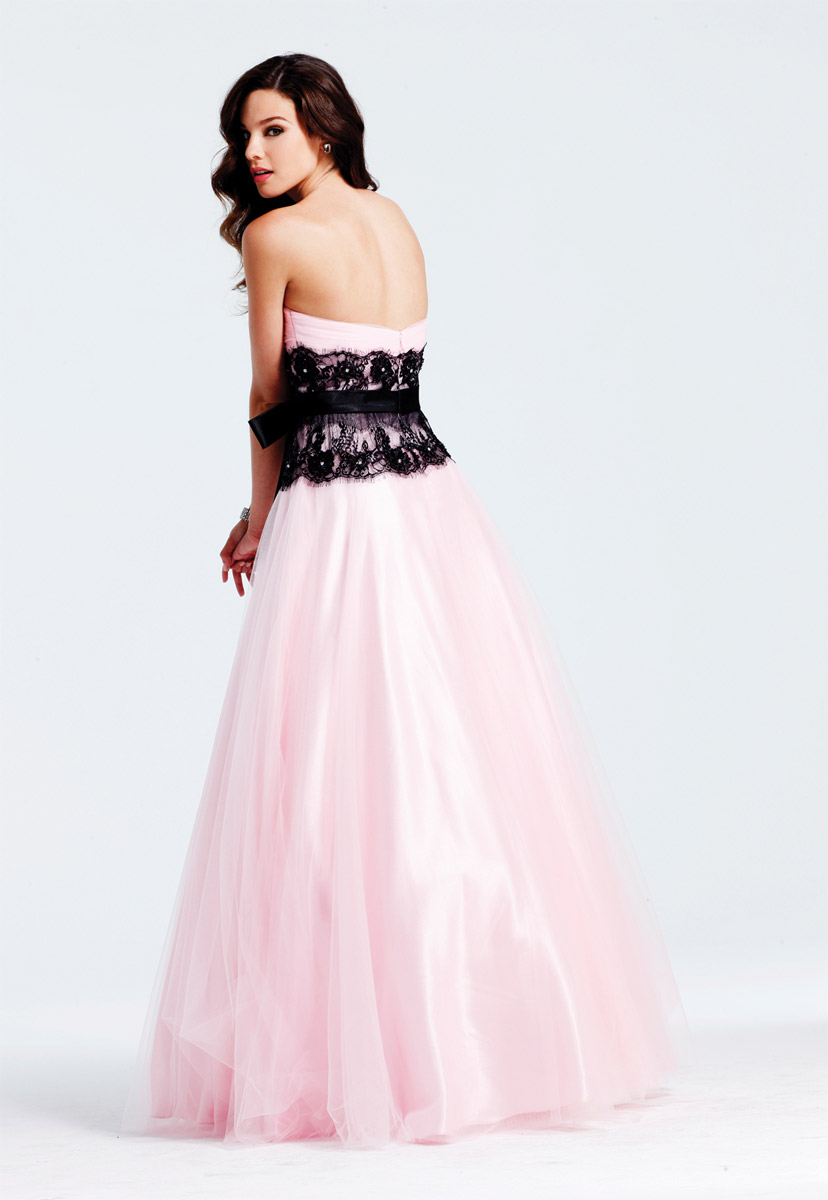 Tulle Prom Dresses With Black Lace ...