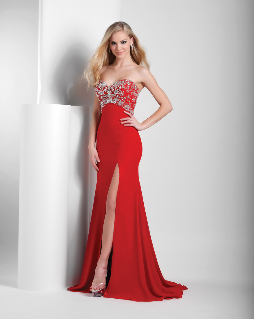 Sexy Red Sequin Slit Open Back Long Prom Dress