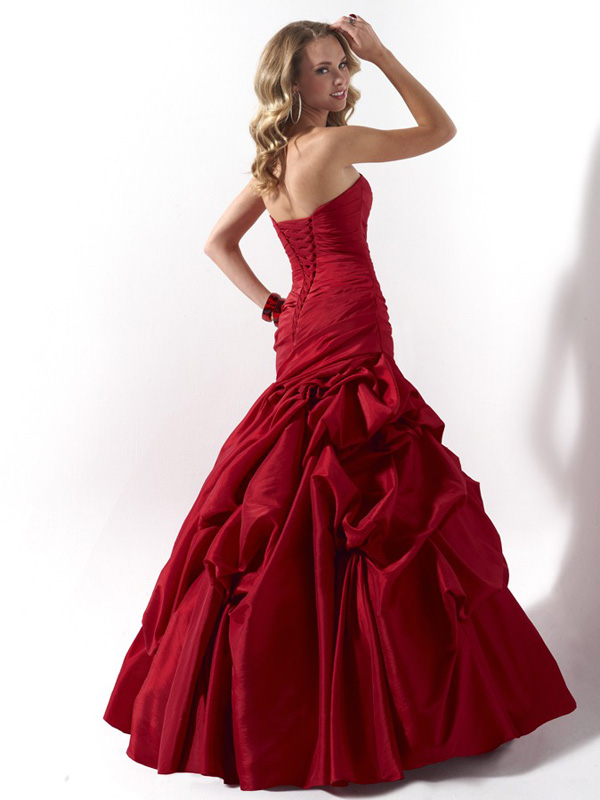 Hot Sale Mermaid Strapless Full Length Lace Up Red Prom